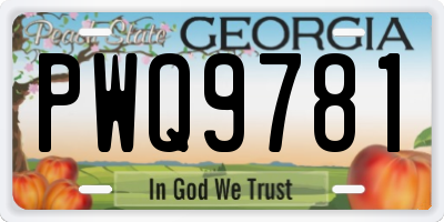 GA license plate PWQ9781