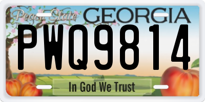 GA license plate PWQ9814