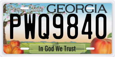 GA license plate PWQ9840