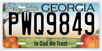 GA license plate PWQ9849