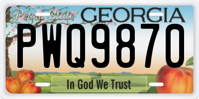 GA license plate PWQ9870