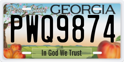 GA license plate PWQ9874
