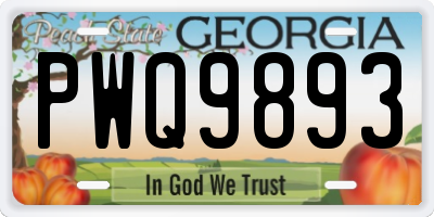 GA license plate PWQ9893