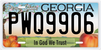 GA license plate PWQ9906