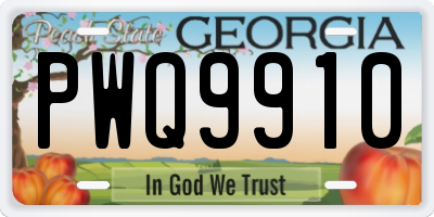 GA license plate PWQ9910
