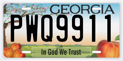 GA license plate PWQ9911