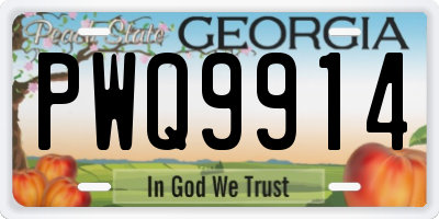 GA license plate PWQ9914