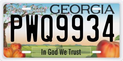 GA license plate PWQ9934