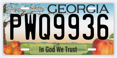 GA license plate PWQ9936