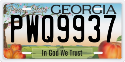 GA license plate PWQ9937