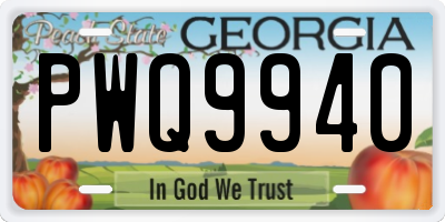 GA license plate PWQ9940