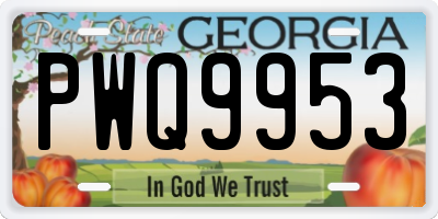 GA license plate PWQ9953