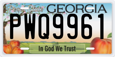 GA license plate PWQ9961