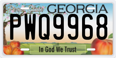 GA license plate PWQ9968