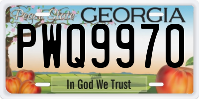 GA license plate PWQ9970