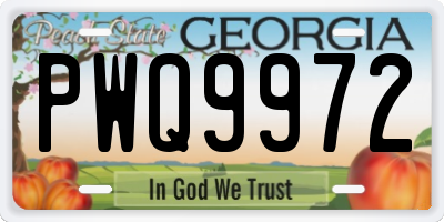 GA license plate PWQ9972