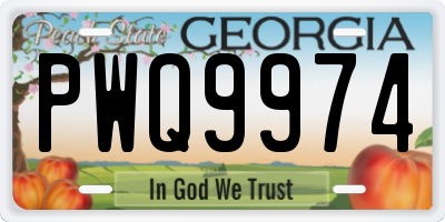 GA license plate PWQ9974