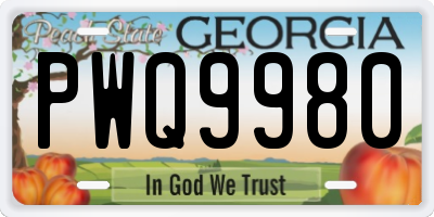 GA license plate PWQ9980