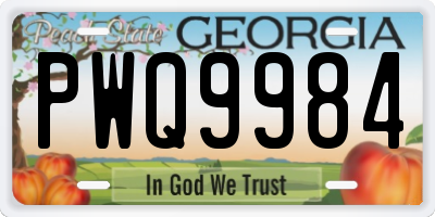 GA license plate PWQ9984