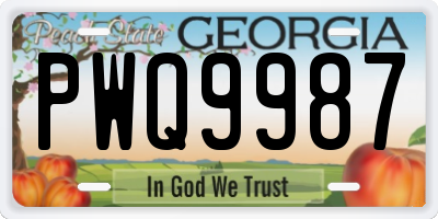 GA license plate PWQ9987