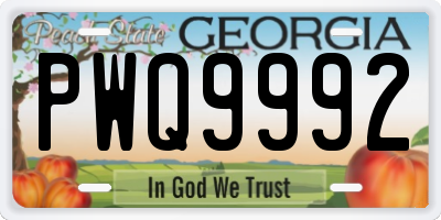 GA license plate PWQ9992