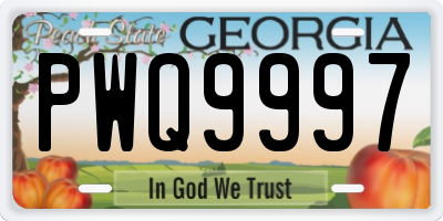 GA license plate PWQ9997