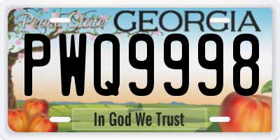 GA license plate PWQ9998