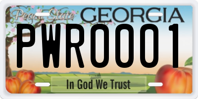 GA license plate PWR0001