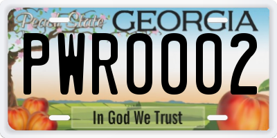GA license plate PWR0002
