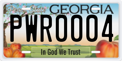 GA license plate PWR0004