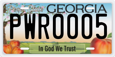 GA license plate PWR0005