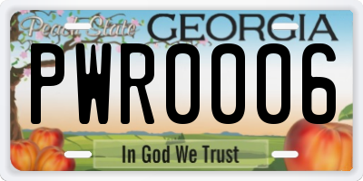 GA license plate PWR0006