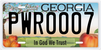 GA license plate PWR0007