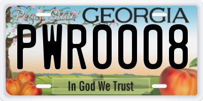 GA license plate PWR0008