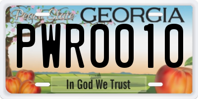 GA license plate PWR0010