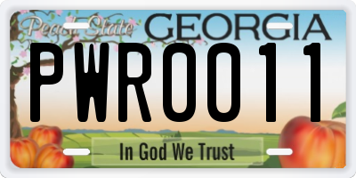 GA license plate PWR0011