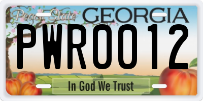 GA license plate PWR0012