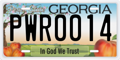 GA license plate PWR0014