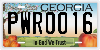 GA license plate PWR0016