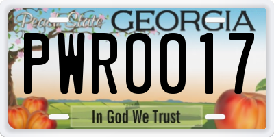 GA license plate PWR0017