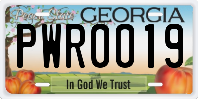 GA license plate PWR0019