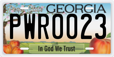 GA license plate PWR0023