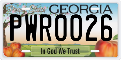 GA license plate PWR0026