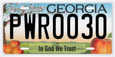 GA license plate PWR0030