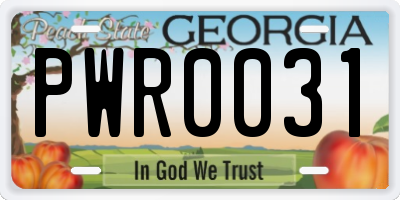 GA license plate PWR0031