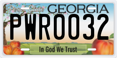 GA license plate PWR0032