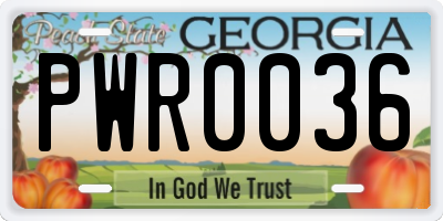 GA license plate PWR0036