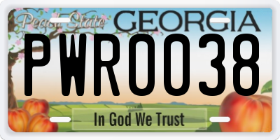 GA license plate PWR0038