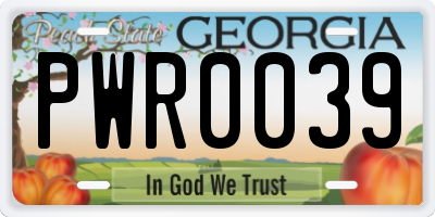 GA license plate PWR0039