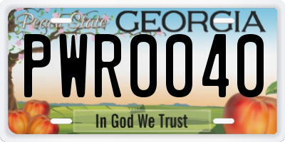 GA license plate PWR0040